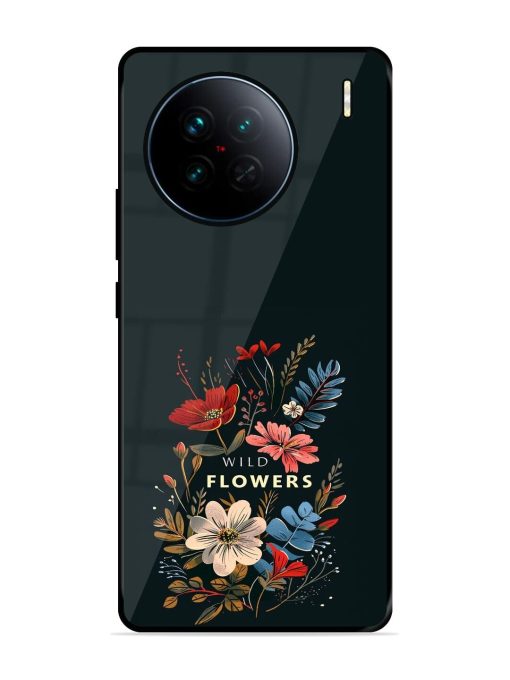 Dark Floral Glossy Soft Edge Case for Vivo X90 Chachhi