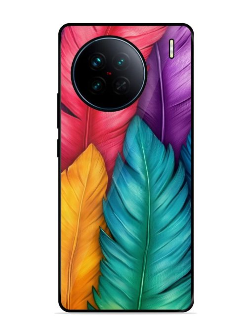 Rainbow Feathers Glossy Soft Edge Case for Vivo X90 Chachhi