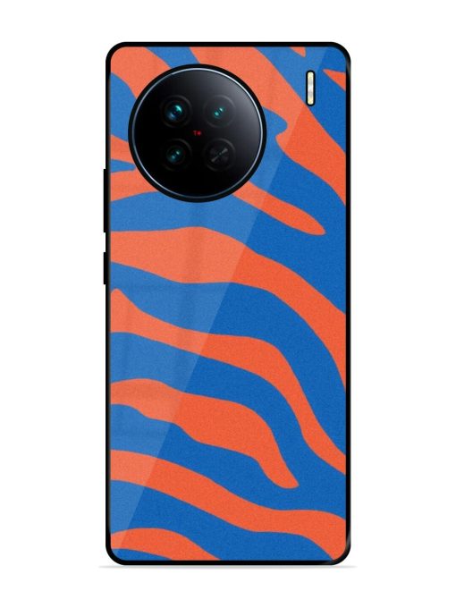 Zebra Stripes In Blue And Orange Glossy Soft Edge Case for Vivo X90 Chachhi