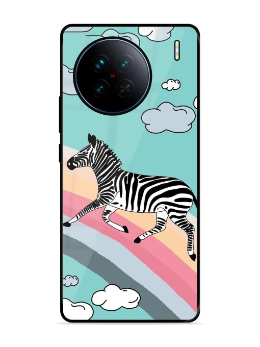 Zebra On A Rainbow Glossy Soft Edge Case for Vivo X90 Chachhi