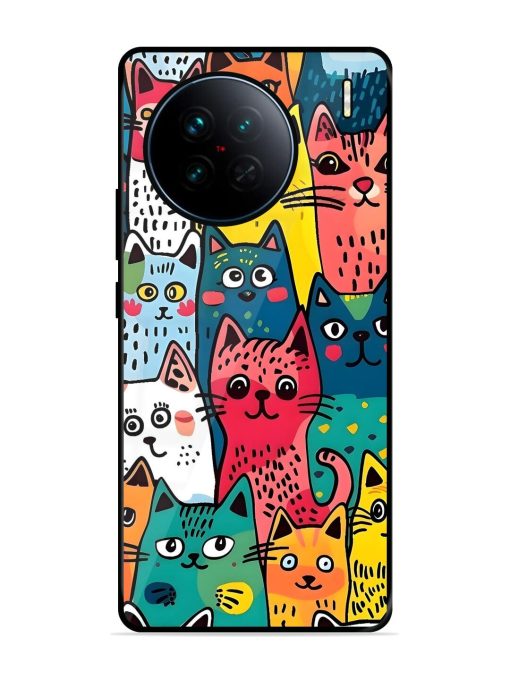 Feline Frenzy Glossy Soft Edge Case for Vivo X90 Chachhi