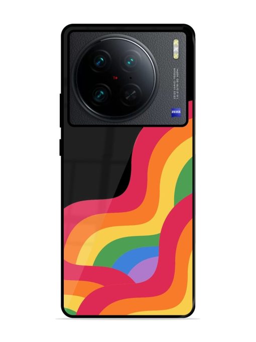 Wavy Rainbow Glossy Soft Edge Case for Vivo X90 Pro Chachhi