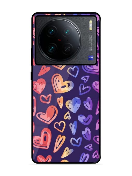 Rainbow Hearts Glossy Soft Edge Case for Vivo X90 Pro Chachhi