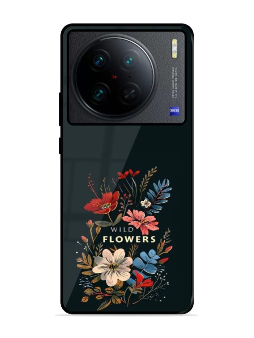 Dark Floral Glossy Soft Edge Case for Vivo X90 Pro