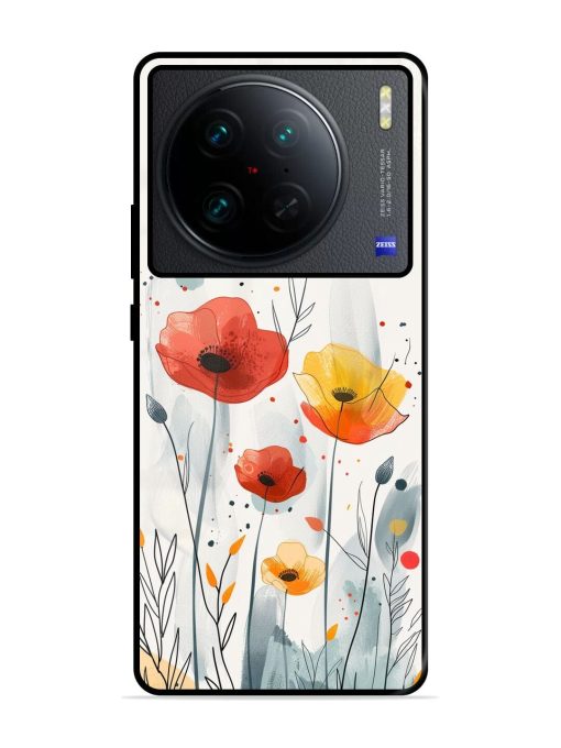 Poppy Fields Glossy Soft Edge Case for Vivo X90 Pro Chachhi