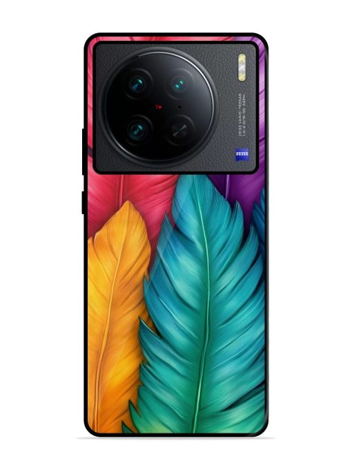 Rainbow Feathers Glossy Soft Edge Case for Vivo X90 Pro Chachhi