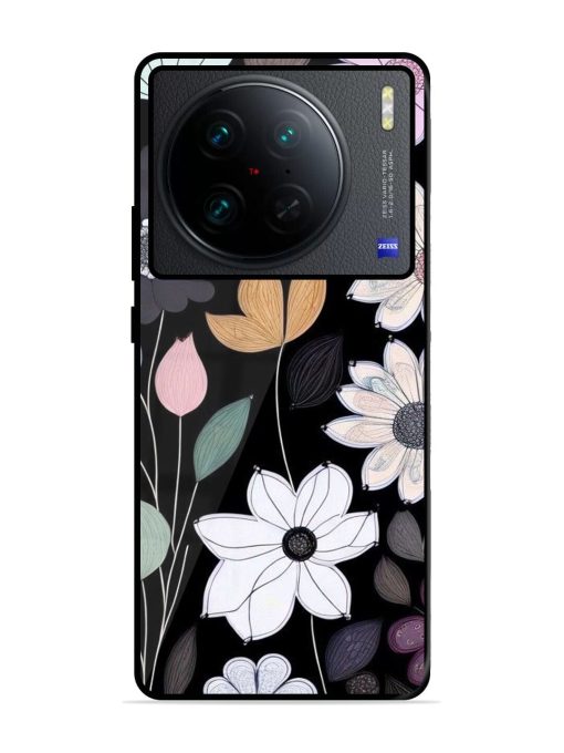 Whimsical Blooms On Black Glossy Soft Edge Case for Vivo X90 Pro Chachhi