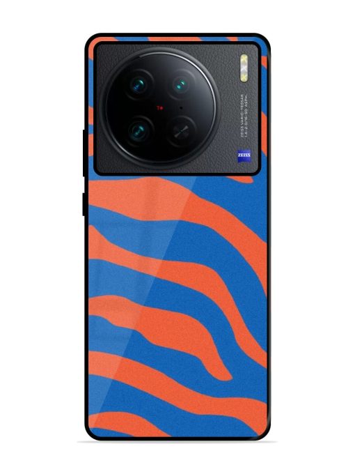 Zebra Stripes In Blue And Orange Glossy Soft Edge Case for Vivo X90 Pro Chachhi