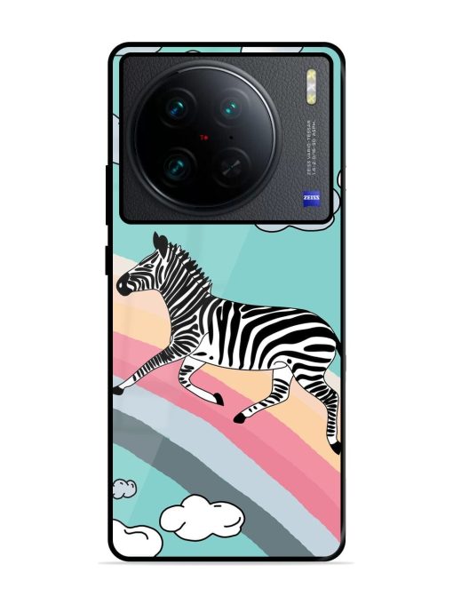 Zebra On A Rainbow Glossy Soft Edge Case for Vivo X90 Pro Chachhi