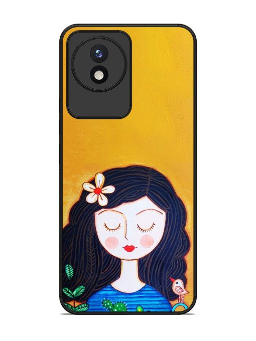 Girl Illustration Glossy Soft Edge Case for Vivo Y02 Chachhi