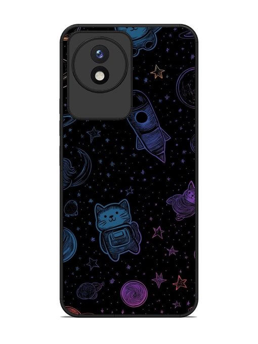 Cosmic Cat Chaos Glossy Soft Edge Case for Vivo Y02 Chachhi