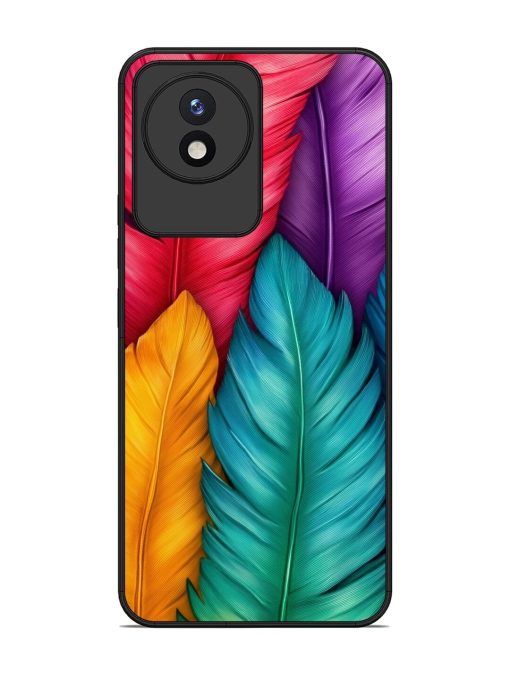 Rainbow Feathers Glossy Soft Edge Case for Vivo Y02 Chachhi