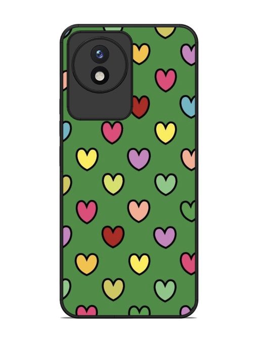 Rainbow Heart Parade Glossy Soft Edge Case for Vivo Y02 Chachhi