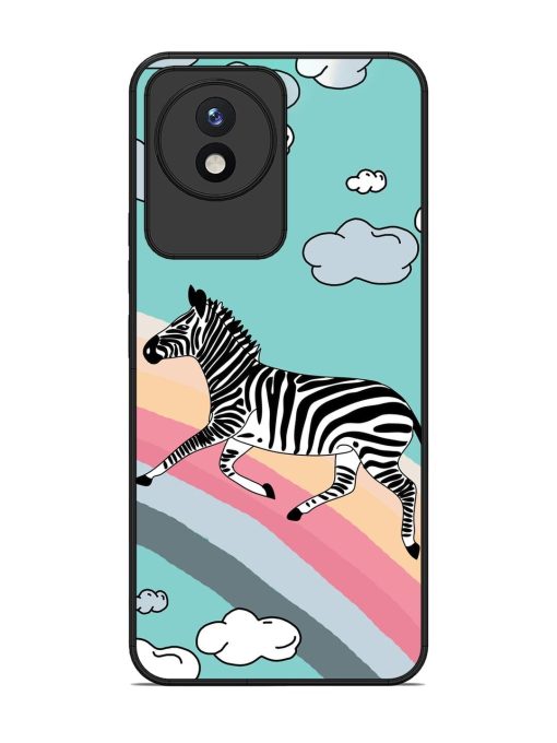 Zebra On A Rainbow Glossy Soft Edge Case for Vivo Y02 Chachhi