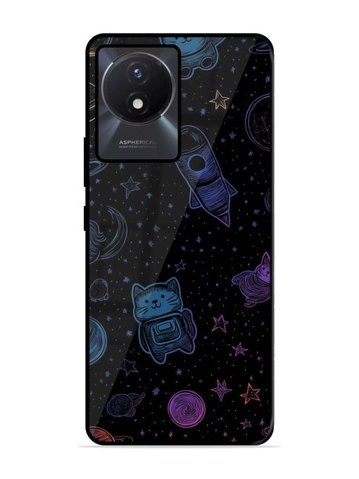 Cosmic Cat Chaos Glossy Soft Edge Case for Vivo Y02T Chachhi