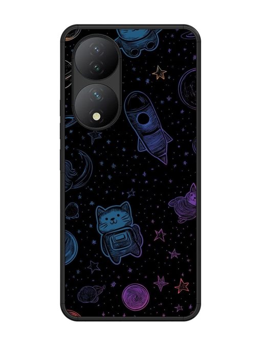 Cosmic Cat Chaos Glossy Soft Edge Case for Vivo Y100 (5G) Chachhi