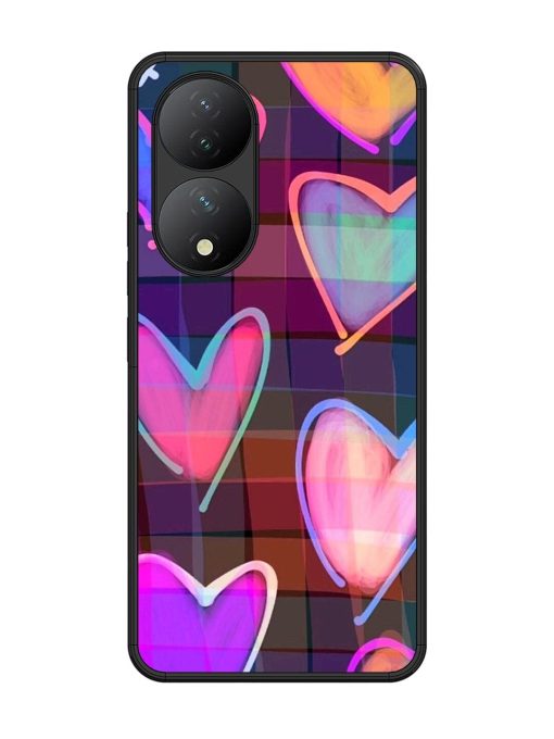 Neon Hearts Glossy Soft Edge Case for Vivo Y100 (5G) Chachhi