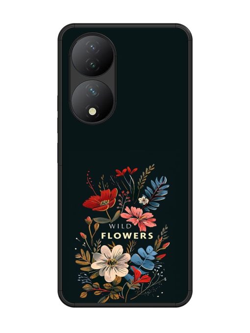 Dark Floral Glossy Soft Edge Case for Vivo Y100 (5G) Chachhi