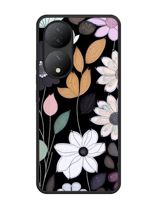 Whimsical Blooms On Black Glossy Soft Edge Case for Vivo Y100 (5G) Chachhi