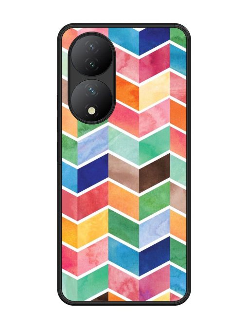 Watercolor Chevron Whimsy Glossy Soft Edge Case for Vivo Y100 (5G) Chachhi