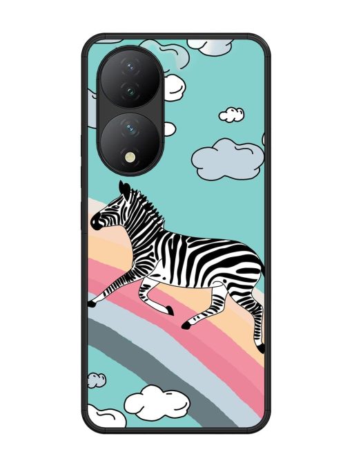 Zebra On A Rainbow Glossy Soft Edge Case for Vivo Y100 (5G) Chachhi