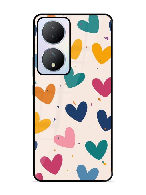 Rainbow Hearts Glossy Soft Edge Case for Vivo Y100A (5G) Chachhi