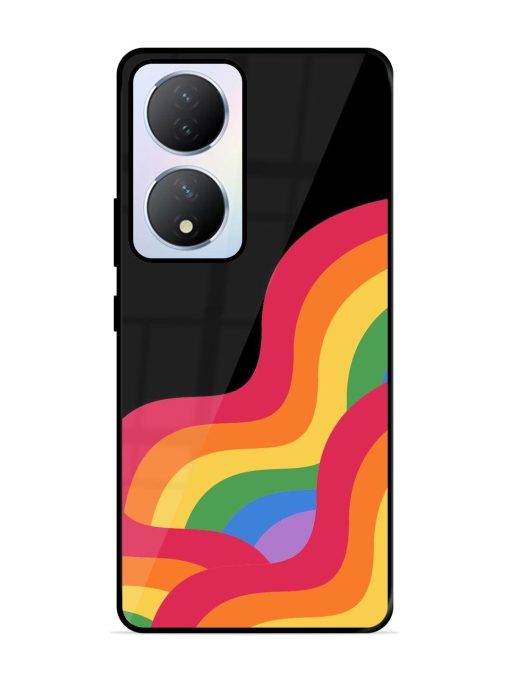 Wavy Rainbow Glossy Soft Edge Case for Vivo Y100A (5G) Chachhi