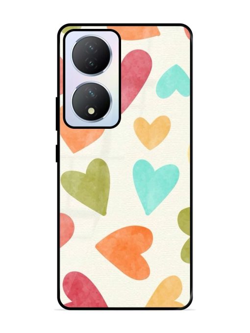 Watercolor Hearts Glossy Soft Edge Case for Vivo Y100A (5G) Chachhi