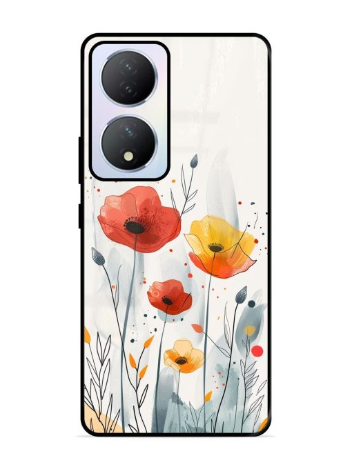 Poppy Fields Glossy Soft Edge Case for Vivo Y100A (5G) Chachhi