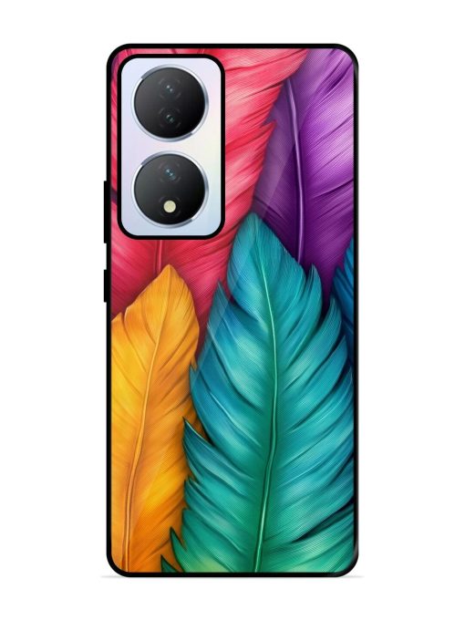 Rainbow Feathers Glossy Soft Edge Case for Vivo Y100A (5G) Chachhi