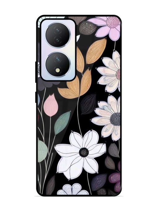 Whimsical Blooms On Black Glossy Soft Edge Case for Vivo Y100A (5G) Chachhi