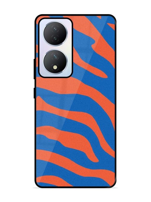 Zebra Stripes In Blue And Orange Glossy Soft Edge Case for Vivo Y100A (5G) Chachhi