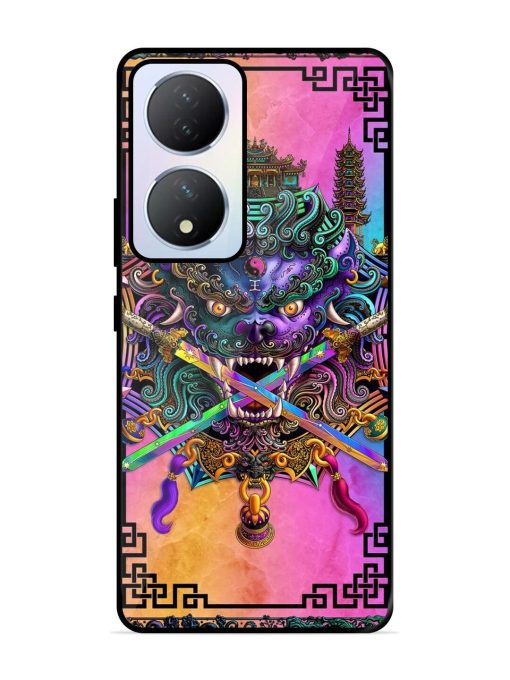 Psychedelic Fu Dog Tapestry Glossy Soft Edge Case for Vivo Y100A (5G) Chachhi