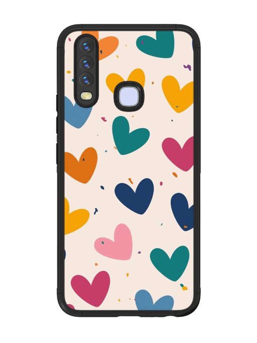 Rainbow Hearts Glossy Soft Edge Case for Vivo Y12 Chachhi