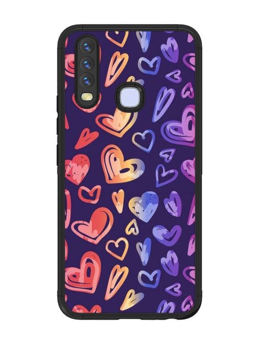 Rainbow Hearts Glossy Soft Edge Case for Vivo Y12 Chachhi