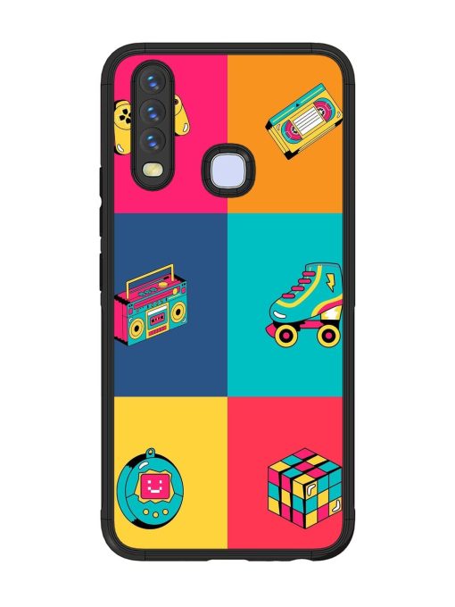 90S Throwback Grid Glossy Soft Edge Case for Vivo Y12 Chachhi