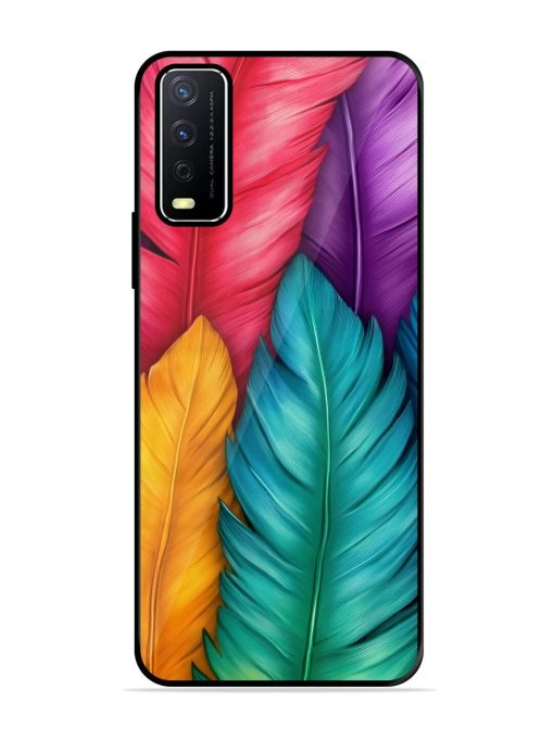 Rainbow Feathers Glossy Soft Edge Case for Vivo Y12S Chachhi