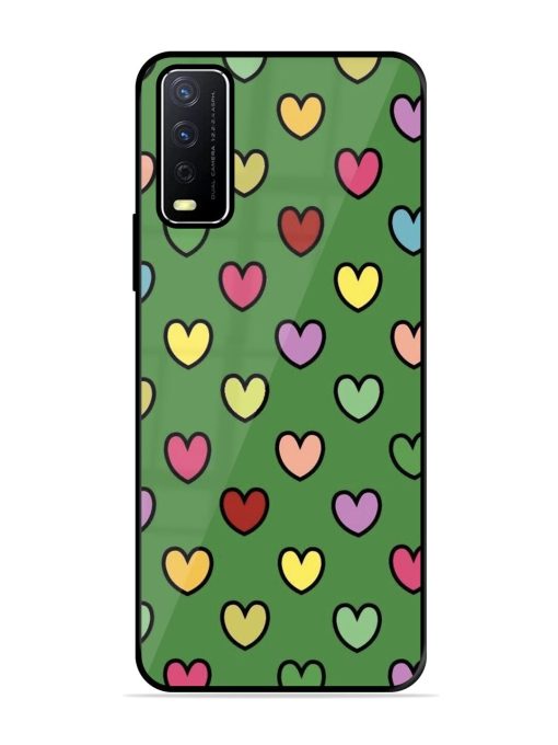 Rainbow Heart Parade Glossy Soft Edge Case for Vivo Y12S Chachhi