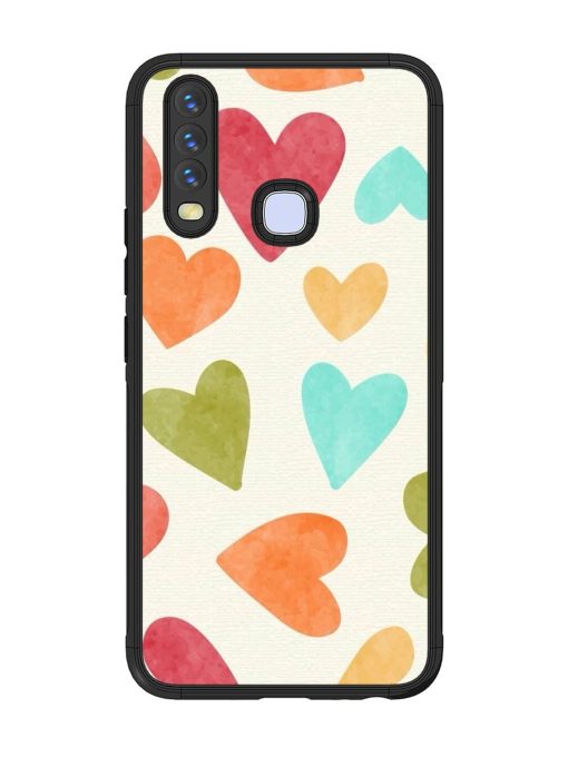 Watercolor Hearts Glossy Soft Edge Case for Vivo Y15