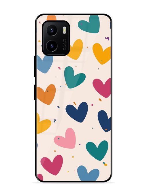 Rainbow Hearts Glossy Soft Edge Case for Vivo Y15S Chachhi