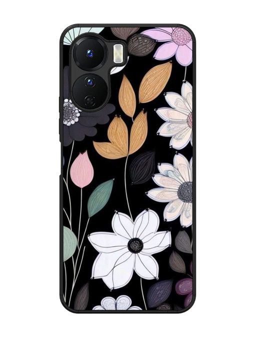 Whimsical Blooms On Black Glossy Soft Edge Case for Vivo Y16 Chachhi