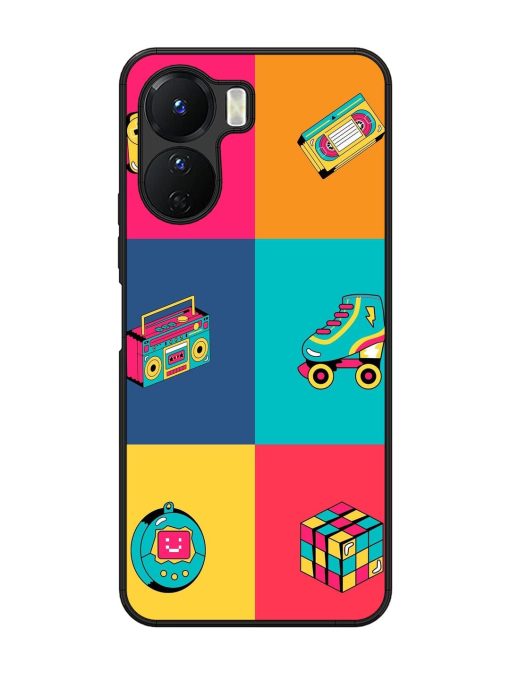 90S Throwback Grid Glossy Soft Edge Case for Vivo Y16 Chachhi