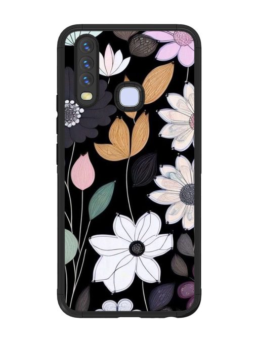 Whimsical Blooms On Black Glossy Soft Edge Case for Vivo Y17 Chachhi