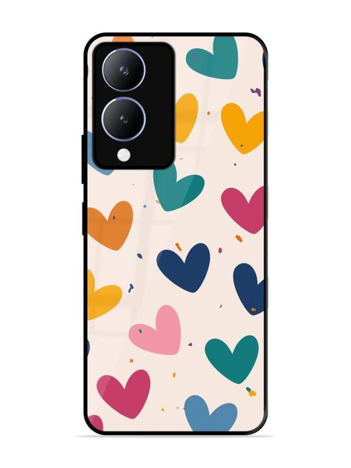 Rainbow Hearts Glossy Soft Edge Case for Vivo Y17S Chachhi