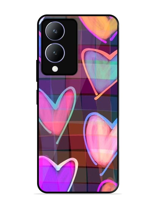 Neon Hearts Glossy Soft Edge Case for Vivo Y17S Chachhi