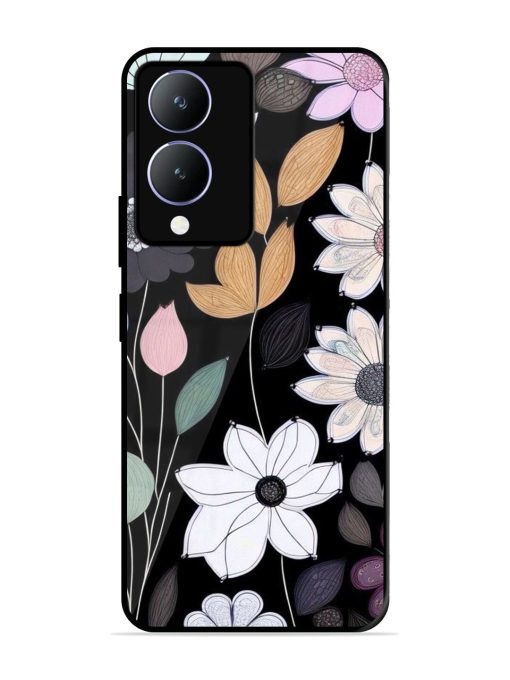 Whimsical Blooms On Black Glossy Soft Edge Case for Vivo Y17S Chachhi