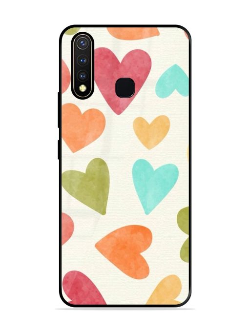 Watercolor Hearts Glossy Soft Edge Case for Vivo Y19