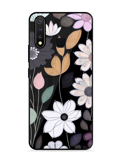 Whimsical Blooms On Black Glossy Soft Edge Case for Vivo Y19