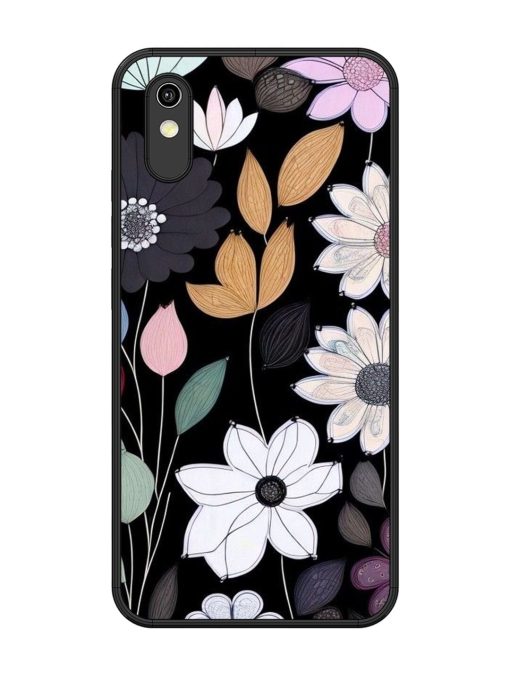 Whimsical Blooms On Black Glossy Soft Edge Case for Vivo Y1S