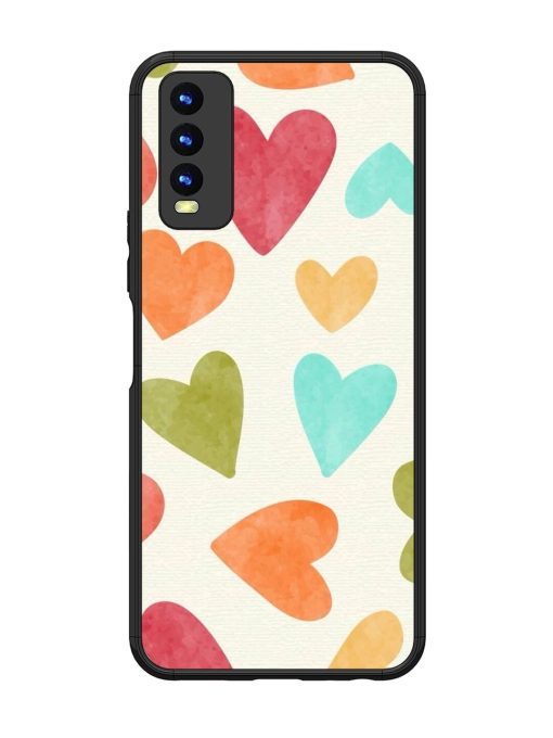 Watercolor Hearts Glossy Soft Edge Case for Vivo Y20 Chachhi